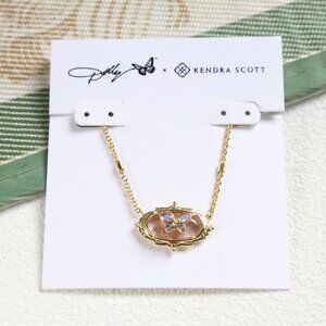 New Kendra Scott Light Pink Abalone Elisa Butterfly Necklace Gold
